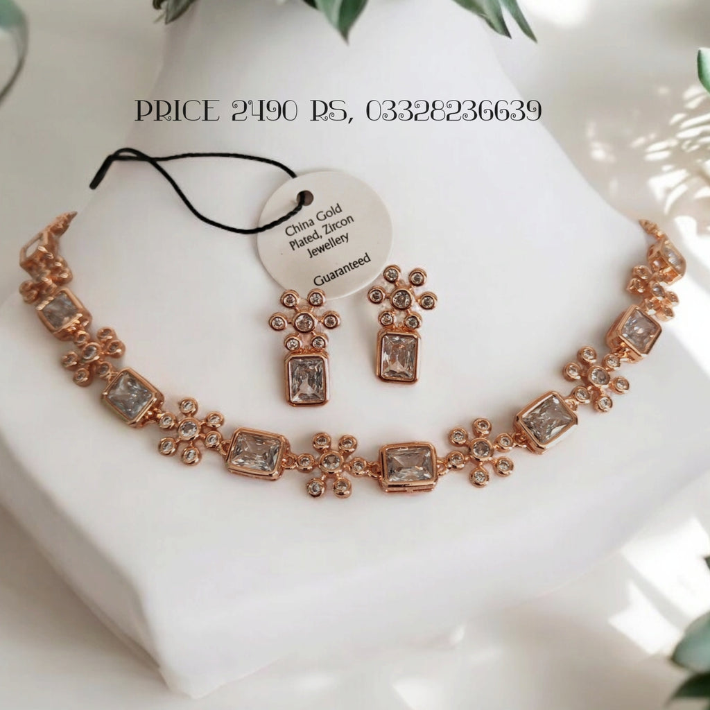 Premium China Gold plated, Zirconia studded set