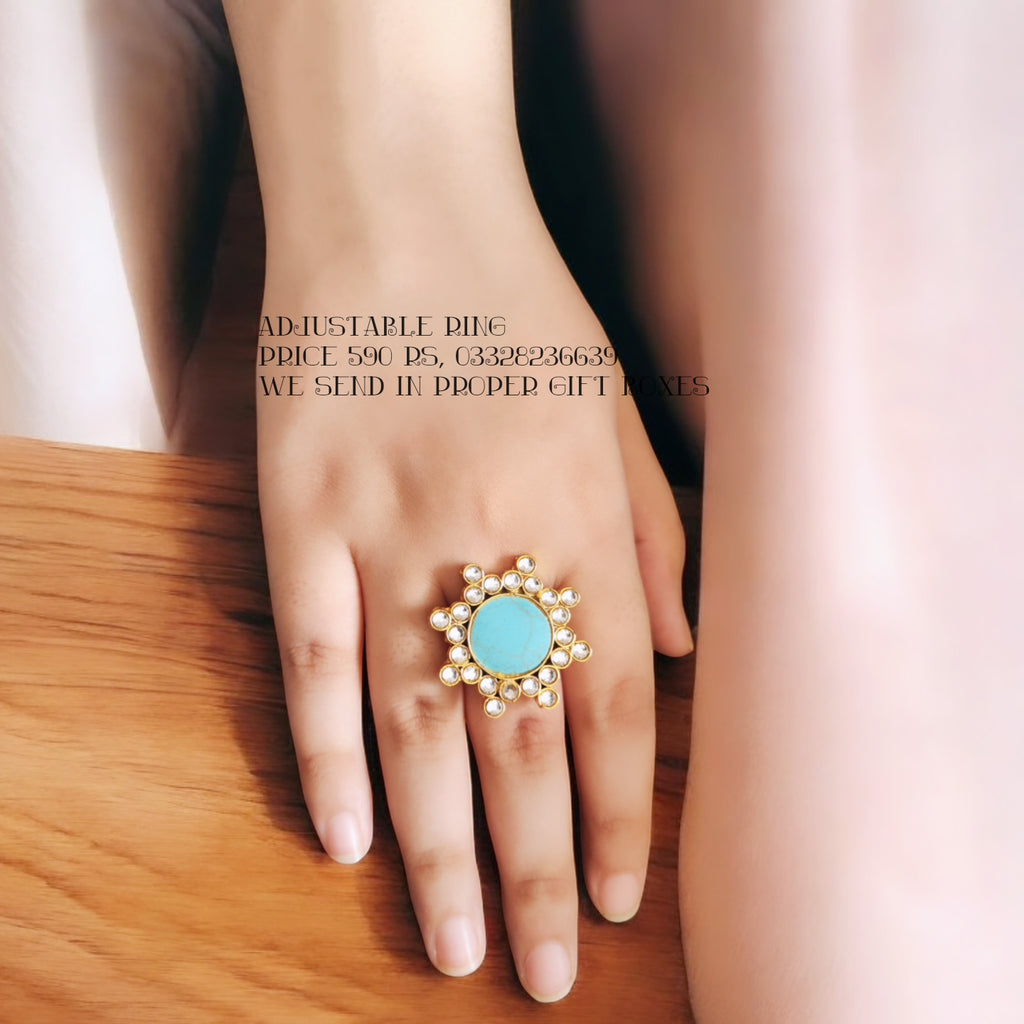 Beautiful adjustable Kundan Ring