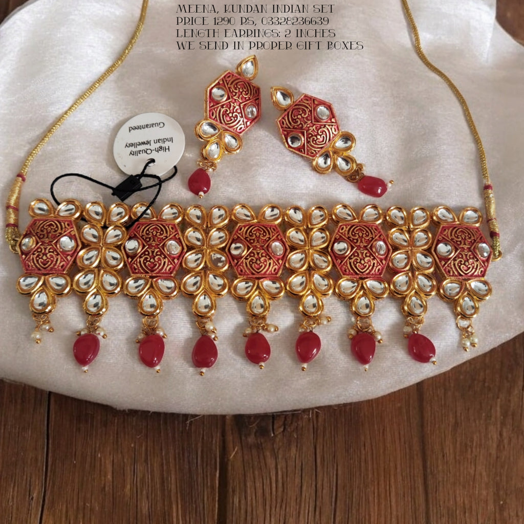 Premium Meena, Kundan Indian choker set