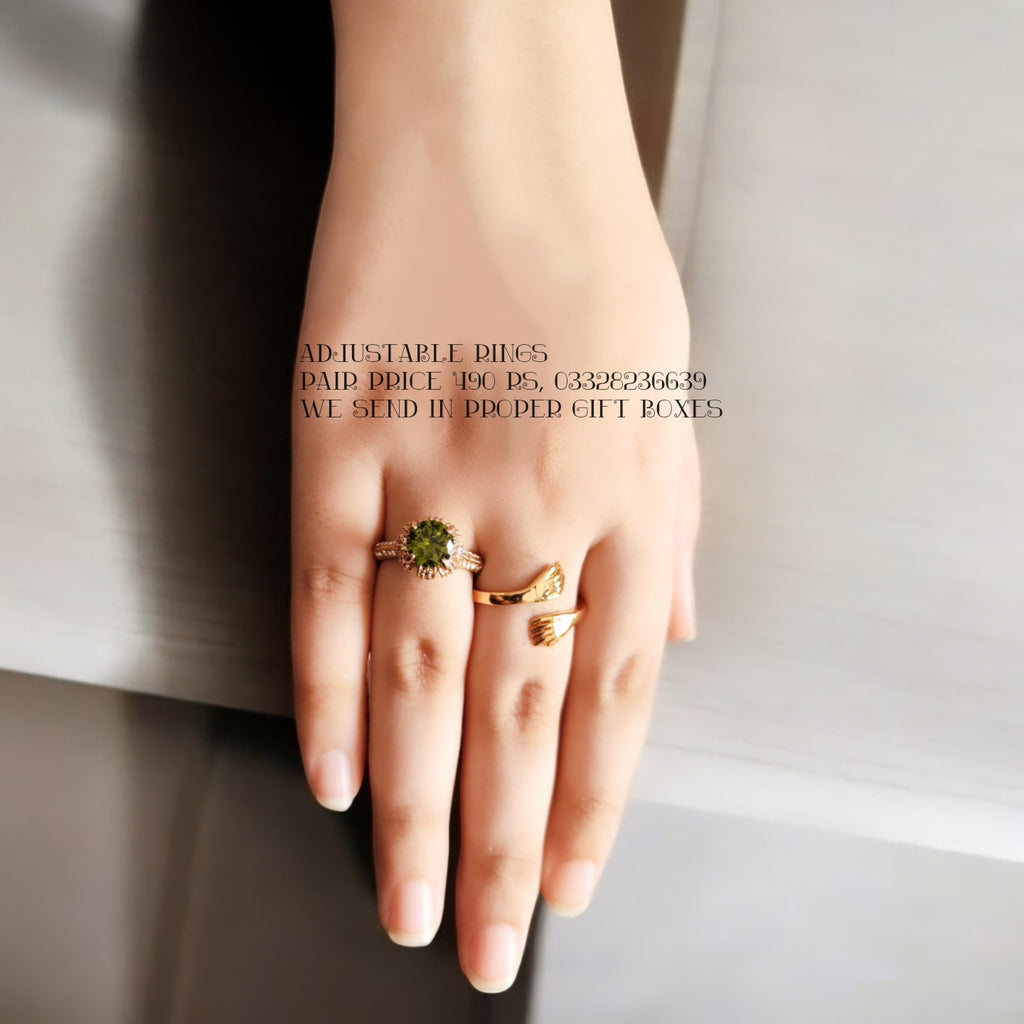 Beautiful, Adjustable Zirconia and Hug Rings pack