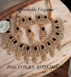 Fine crystals studded necklace set